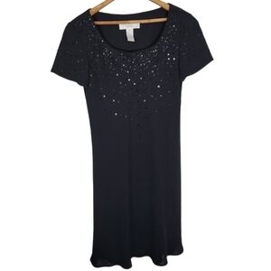 NWT Jones New York Black Party Dress with Sequin Necklines, size 4
